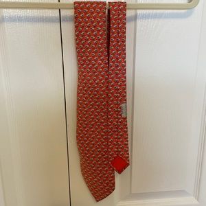 Hermes mens tie, red with chickens